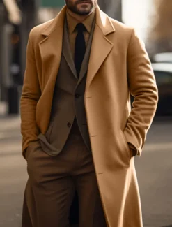 Hot OUKU Men's Winter Coat Peacoat Trench Coat Long Trench Coat Outdoor Daily Wear Fall & Winter Polyester Thermal Warm Windproof Outerwear Clothing Apparel Fashion Streetwear Plain Pocket Lapel Single