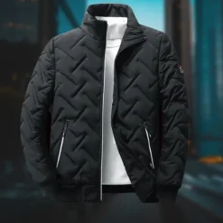 Outlet OUKU Men's Winter Coat Puffer Jacket Quilted Jacket Transition Jacket Pocket Polyster Vacation Daily Wear Date Regular Fashion Casual Comfortable Thermal Warm Fall & Winter Solid / Plain Color Black Green