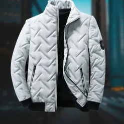 Outlet OUKU Men's Winter Coat Puffer Jacket Quilted Jacket Transition Jacket Pocket Polyster Vacation Daily Wear Date Regular Fashion Casual Comfortable Thermal Warm Fall & Winter Solid / Plain Color Black Green