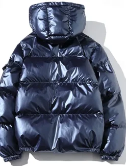 Best OUKU Men's Winter Coat Puffer Jacket Padded Jacket Pocket Polyster Daily Wear Date Vacation Regular Fashion Casual Comfortable Thermal Warm Fall & Winter Solid / Plain Color Silver Black Navy Blue Gold