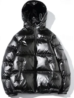 Best OUKU Men's Winter Coat Puffer Jacket Padded Jacket Pocket Polyster Daily Wear Date Vacation Regular Fashion Casual Comfortable Thermal Warm Fall & Winter Solid / Plain Color Silver Black Navy Blue Gold