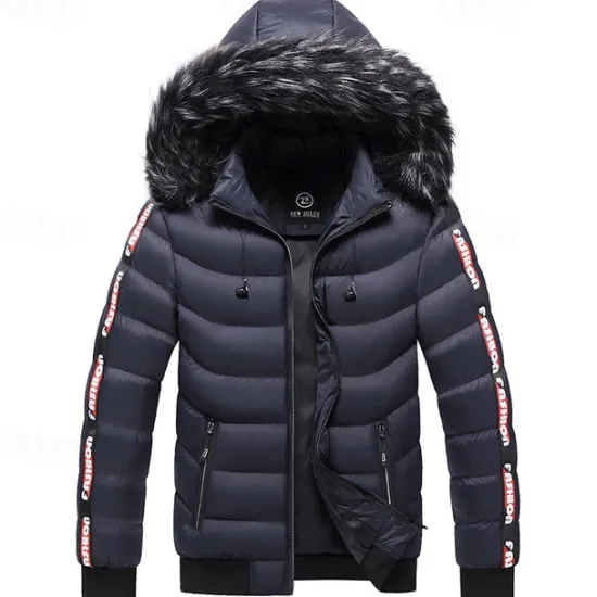 Best OUKU Men's Winter Coat Puffer Jacket Padded Pocket Detachable Hood Polyster Vacation Daily Wear Date Regular Fashion Casual Comfortable Thermal Warm Fall & Winter Color Block Wine Black Yellow Dark Green