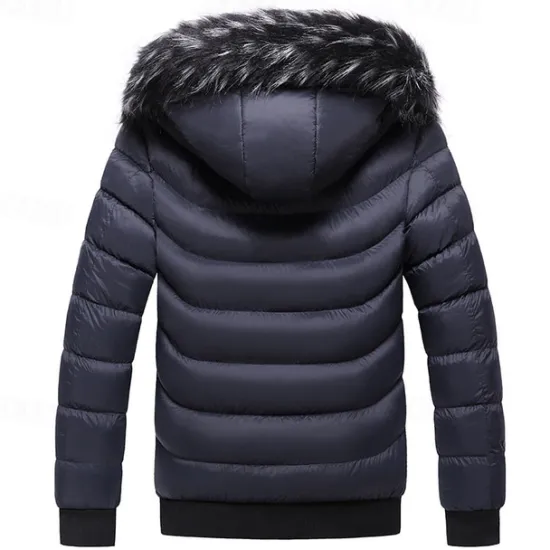 Best OUKU Men's Winter Coat Puffer Jacket Padded Pocket Detachable Hood Polyster Vacation Daily Wear Date Regular Fashion Casual Comfortable Thermal Warm Fall & Winter Color Block Wine Black Yellow Dark Green