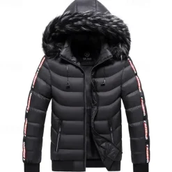 Best OUKU Men's Winter Coat Puffer Jacket Padded Pocket Detachable Hood Polyster Vacation Daily Wear Date Regular Fashion Casual Comfortable Thermal Warm Fall & Winter Color Block Wine Black Yellow Dark Green