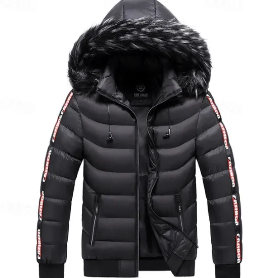 Best OUKU Men's Winter Coat Puffer Jacket Padded Pocket Detachable Hood Polyster Vacation Daily Wear Date Regular Fashion Casual Comfortable Thermal Warm Fall & Winter Color Block Wine Black Yellow Dark Green