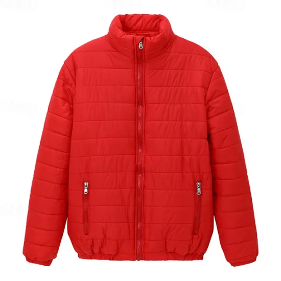 Online OUKU Men's Winter Coat Puffer Jacket Quilted Jacket Transition Jacket Pocket Cotton Pocket Vacation Daily Wear Date Regular Fashion Casual Comfortable Thermal Warm Fall & Winter Solid / Plain Color Black