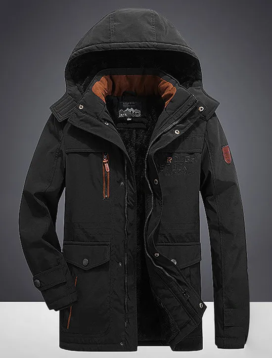 Outlet OUKU Men's Winter Coat Puffer Jacket Parka Pocket Full Zip Outdoor Daily Long Sporty Casual Thermal Warm Breathable Fall Winter Solid Color Black Army Green Royal Blue Khaki Puffer Jacket
