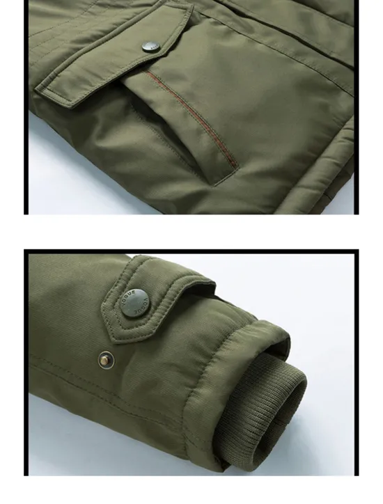 Outlet OUKU Men's Winter Coat Puffer Jacket Parka Pocket Full Zip Outdoor Daily Long Sporty Casual Thermal Warm Breathable Fall Winter Solid Color Black Army Green Royal Blue Khaki Puffer Jacket