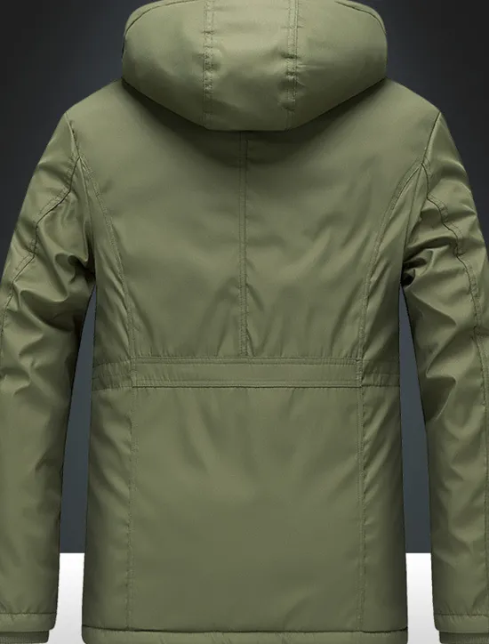 Outlet OUKU Men's Winter Coat Puffer Jacket Parka Pocket Full Zip Outdoor Daily Long Sporty Casual Thermal Warm Breathable Fall Winter Solid Color Black Army Green Royal Blue Khaki Puffer Jacket