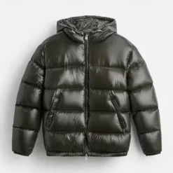 Sale OUKU Men's Winter Coat Puffer Jacket Padded Jacket Pocket Polyster Daily Wear Date Vacation Regular Fashion Casual Comfortable Thermal Warm Fall & Winter Solid / Plain Color Black Dark Green Puffer Jacket