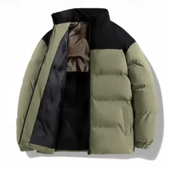 Hot OUKU Men's Winter Coat Puffer Jacket Padded Jacket Pocket Polyster Daily Wear Date Vacation Regular Fashion Casual Comfortable Thermal Warm Fall & Winter Color Block Black Yellow Purple Khaki Puffer Jacket