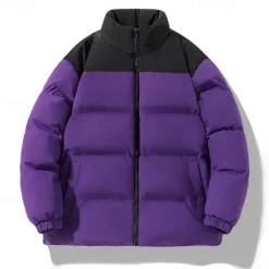 Hot OUKU Men's Winter Coat Puffer Jacket Padded Jacket Pocket Polyster Daily Wear Date Vacation Regular Fashion Casual Comfortable Thermal Warm Fall & Winter Color Block Black Yellow Purple Khaki Puffer Jacket