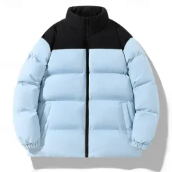 Hot OUKU Men's Winter Coat Puffer Jacket Padded Jacket Pocket Polyster Daily Wear Date Vacation Regular Fashion Casual Comfortable Thermal Warm Fall & Winter Color Block Black Yellow Purple Khaki Puffer Jacket