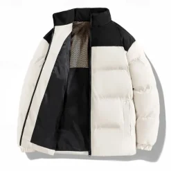 Hot OUKU Men's Winter Coat Puffer Jacket Padded Jacket Pocket Polyster Daily Wear Date Vacation Regular Fashion Casual Comfortable Thermal Warm Fall & Winter Color Block Black Yellow Purple Khaki Puffer Jacket