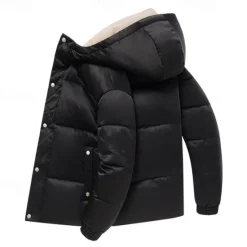 OUKU Men's Winter Coat Puffer Jacket Padded Hoodied Jacket Hooded Fall & Winter Solid / Plain Color Leisure Hooded Short Apricot Black Yellow Sky Blue Gray Jacket