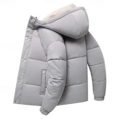 OUKU Men's Winter Coat Puffer Jacket Padded Hoodied Jacket Hooded Fall & Winter Solid / Plain Color Leisure Hooded Short Apricot Black Yellow Sky Blue Gray Jacket