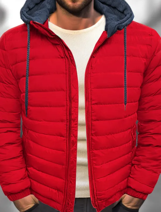 Discount OUKU Men's Winter Coat Puffer Jacket Quilted Jacket Transition Jacket Pocket Hooded Office & Career Date Casual Daily Warm Winter Color Block Black Red Navy Blue Blue Puffer Jacket