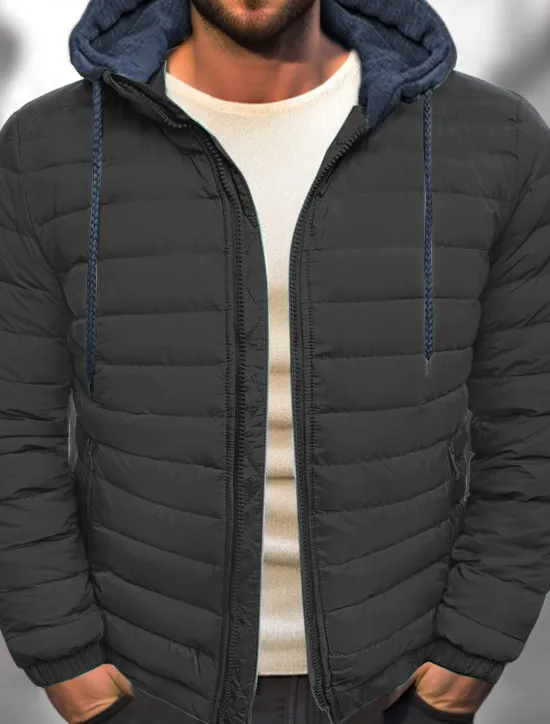 Discount OUKU Men's Winter Coat Puffer Jacket Quilted Jacket Transition Jacket Pocket Hooded Office & Career Date Casual Daily Warm Winter Color Block Black Red Navy Blue Blue Puffer Jacket