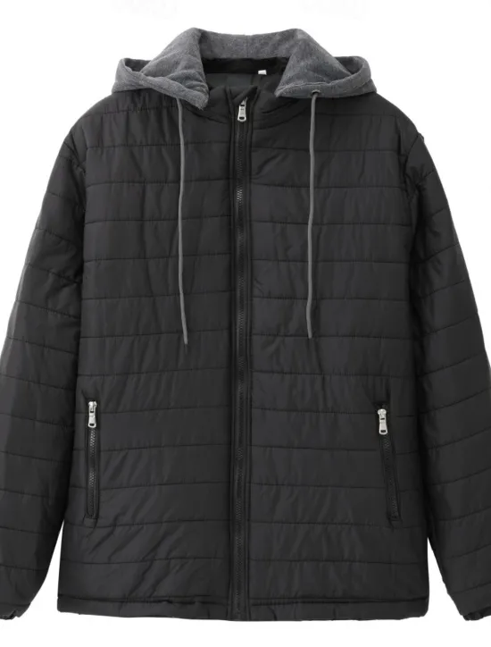 Discount OUKU Men's Winter Coat Puffer Jacket Quilted Jacket Transition Jacket Pocket Hooded Office & Career Date Casual Daily Warm Winter Color Block Black Red Navy Blue Blue Puffer Jacket