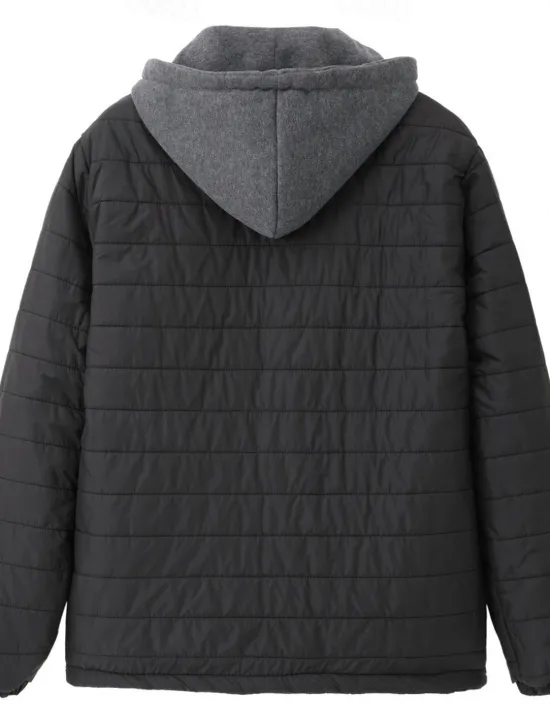 Discount OUKU Men's Winter Coat Puffer Jacket Quilted Jacket Transition Jacket Pocket Hooded Office & Career Date Casual Daily Warm Winter Color Block Black Red Navy Blue Blue Puffer Jacket