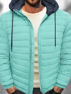 Discount OUKU Men's Winter Coat Puffer Jacket Quilted Jacket Transition Jacket Pocket Hooded Office & Career Date Casual Daily Warm Winter Color Block Black Red Navy Blue Blue Puffer Jacket