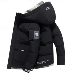 Discount OUKU Men's Winter Coat Puffer Jacket Quilted Jacket Padded Hooded Leisure Sports Going out Windproof Fall & Winter Solid / Plain Color Black Blue Khaki Puffer Jacket