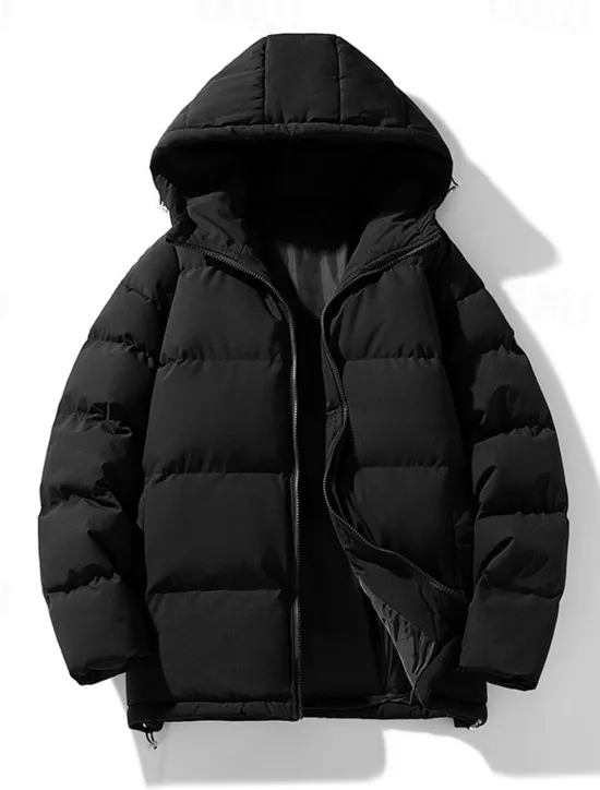Sale OUKU Men's Winter Coat Puffer Jacket Padded Jacket Pocket Polyster Daily Wear Date Vacation Regular Fashion Casual Comfortable Thermal Warm Fall & Winter Solid / Plain Color Dark Grey Black Red Blue