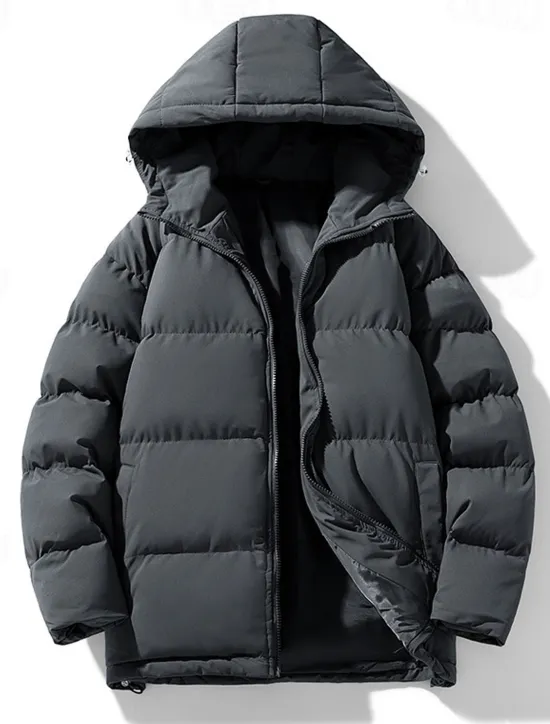 Sale OUKU Men's Winter Coat Puffer Jacket Padded Jacket Pocket Polyster Daily Wear Date Vacation Regular Fashion Casual Comfortable Thermal Warm Fall & Winter Solid / Plain Color Dark Grey Black Red Blue