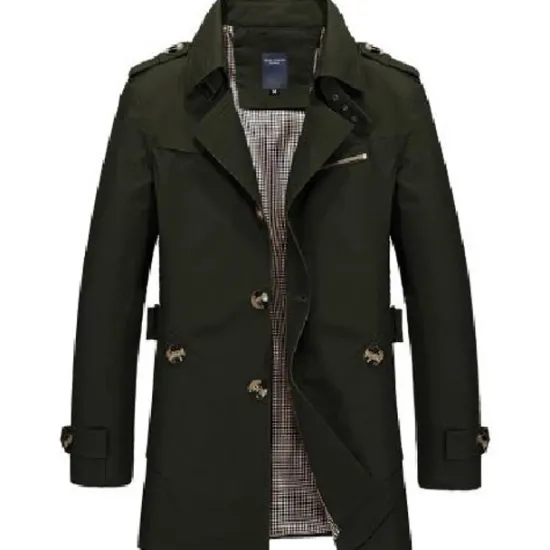 Sale OUKU Men's Winter Coat Transition Jacket Overcoat Trench Coat Short Coat Business Casual Cotton Windbreaker Outerwear Clothing Apparel Solid Colored Notch lapel collar