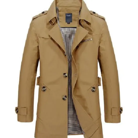 Sale OUKU Men's Winter Coat Transition Jacket Overcoat Trench Coat Short Coat Business Casual Cotton Windbreaker Outerwear Clothing Apparel Solid Colored Notch lapel collar