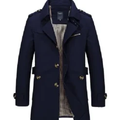 Sale OUKU Men's Winter Coat Transition Jacket Overcoat Trench Coat Short Coat Business Casual Cotton Windbreaker Outerwear Clothing Apparel Solid Colored Notch lapel collar