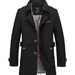 Sale OUKU Men's Winter Coat Transition Jacket Overcoat Trench Coat Short Coat Business Casual Cotton Windbreaker Outerwear Clothing Apparel Solid Colored Notch lapel collar