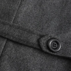 OUKU Men's Winter Coat Trench Coat Formal Wedding Warm Pocket Winter Solid Color Christmas Elegant Peaked Lapel Regular Black Khaki Gray Jacket