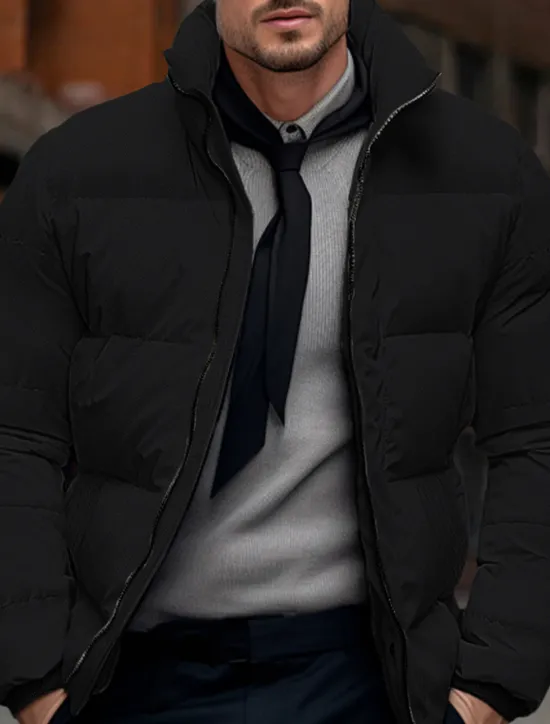 Discount OUKU Men's Winter Coat Winter Jacket Puffer Jacket Zipper Pocket Polyster Pocket Outdoor Date Casual Daily Regular Fashion Casual Thermal Warm Windproof Winter Plain Black White Red Green Puffer Jacket