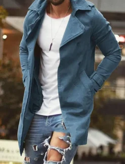 New OUKU Men's Winter Coat Winter Jacket Jacket Outdoor Street Thermal Warm Breathable Pocket Fall Winter Solid Color Streetwear Sporty Turndown Long Regular Fit Black Blue Green Khaki Grey Jacket