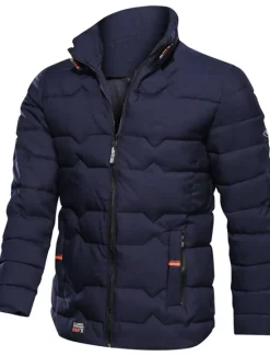 New OUKU Men's Winter Coat Winter Jacket Puffer Jacket Zipper Pocket Polyster Pocket Office & Career Date Casual Daily Regular Fashion Casual Windproof Warm Winter Plain Black Navy Blue Gray Puffer Jacket