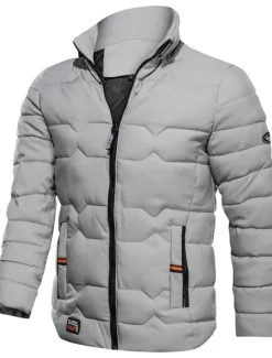 New OUKU Men's Winter Coat Winter Jacket Puffer Jacket Zipper Pocket Polyster Pocket Office & Career Date Casual Daily Regular Fashion Casual Windproof Warm Winter Plain Black Navy Blue Gray Puffer Jacket