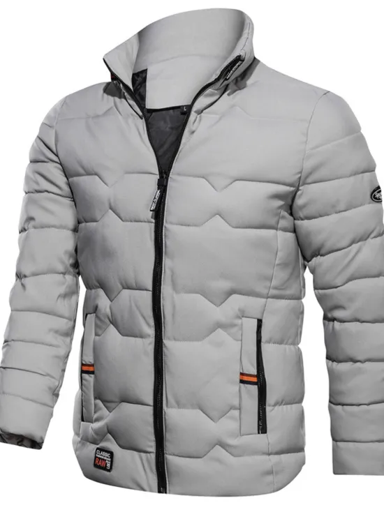 New OUKU Men's Winter Coat Winter Jacket Puffer Jacket Zipper Pocket Polyster Pocket Office & Career Date Casual Daily Regular Fashion Casual Windproof Warm Winter Plain Black Navy Blue Gray Puffer Jacket