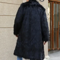 Discount OUKU Men's Winter Coat Winter Jacket Faux Fur Coat Outdoor Daily Wear Warm Pocket Fall Winter Plain Fashion Streetwear Lapel Regular Black White Yellow Brown Light Grey Jacket