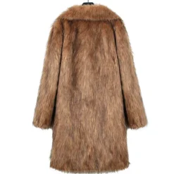 Discount OUKU Men's Winter Coat Winter Jacket Faux Fur Coat Outdoor Daily Wear Warm Pocket Fall Winter Plain Fashion Streetwear Lapel Regular Black White Yellow Brown Light Grey Jacket