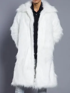Best OUKU Men's Winter Coat Winter Jacket Fur Coat Daily Wear Vacation Soft Outdoor Pocket Winter Pure Color Warm Ups Comfort Lapel Black White Brown Light Grey Dark Coffee Jacket