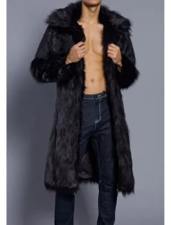 Best OUKU Men's Winter Coat Winter Jacket Fur Coat Daily Wear Vacation Soft Outdoor Pocket Winter Pure Color Warm Ups Comfort Lapel Black White Brown Light Grey Dark Coffee Jacket