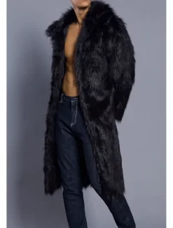 Best OUKU Men's Winter Coat Winter Jacket Fur Coat Daily Wear Vacation Soft Outdoor Pocket Winter Pure Color Warm Ups Comfort Lapel Black White Brown Light Grey Dark Coffee Jacket