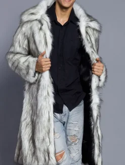 Best OUKU Men's Winter Coat Winter Jacket Fur Coat Daily Wear Vacation Soft Outdoor Pocket Winter Pure Color Warm Ups Comfort Lapel Black White Brown Light Grey Dark Coffee Jacket