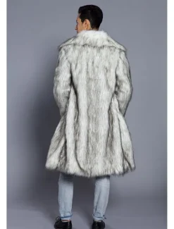 Best OUKU Men's Winter Coat Winter Jacket Fur Coat Daily Wear Vacation Soft Outdoor Pocket Winter Pure Color Warm Ups Comfort Lapel Black White Brown Light Grey Dark Coffee Jacket