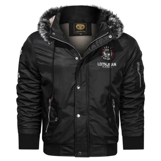 Hot OUKU Men's Winter Coat Winter Jacket Parka Embroidered Fleece Hoodie Fur Trim Daily Regular Casual Thermal Warm Winter Plain Black Red Royal Blue Puffer Jacket