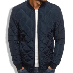Sale OUKU Men's Winter Coat Winter Jacket Puffer Jacket Quilted Jacket Casual Warm Winter Solid Color Classic & Timeless Navy Wine Red ArmyGreen Black Red Jacket