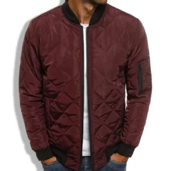 Sale OUKU Men's Winter Coat Winter Jacket Puffer Jacket Quilted Jacket Casual Warm Winter Solid Color Classic & Timeless Navy Wine Red ArmyGreen Black Red Jacket