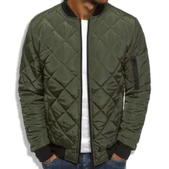 Sale OUKU Men's Winter Coat Winter Jacket Puffer Jacket Quilted Jacket Casual Warm Winter Solid Color Classic & Timeless Navy Wine Red ArmyGreen Black Red Jacket