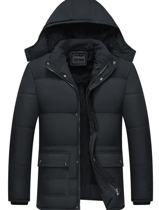 Sale OUKU Men's Winter Coat Winter Jacket Puffer Jacket Quilted Jacket Camping & Hiking Warm Winter Solid Color Bright Black Black Puffer Jacket